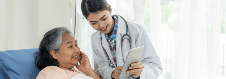 Doctor helping a patient plan hospital care